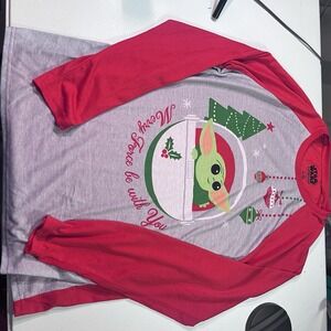 STAR WARS/YODA "Merry Force be‎ with You" Men's Briefly Stated Long Sleeve L